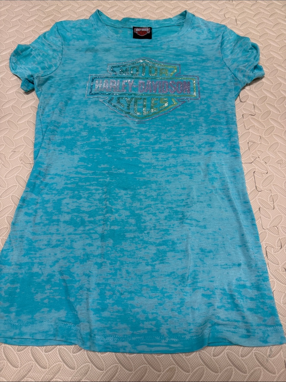 Harley-Davidson Turquoise Short Sleeve Tee with Iridescent Logo